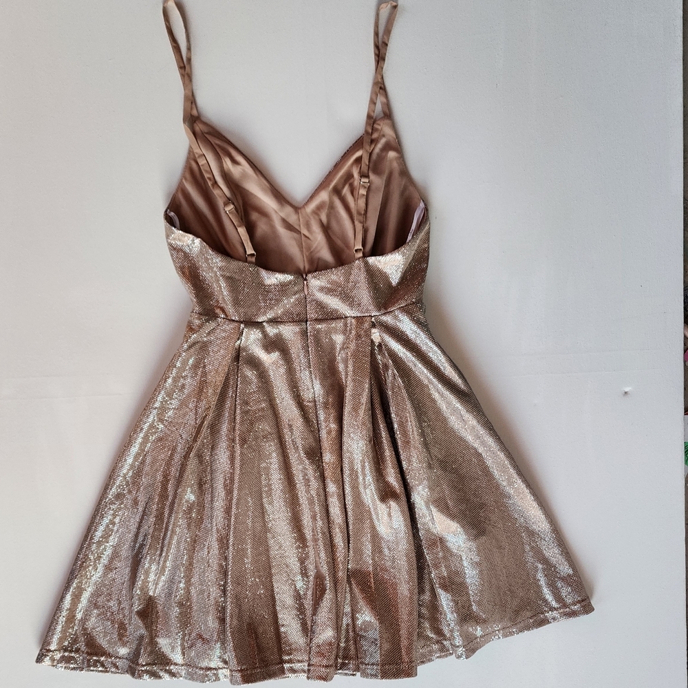 Lulus Keeps Getting Better Gold Skater Dress - Picture 6 of 10